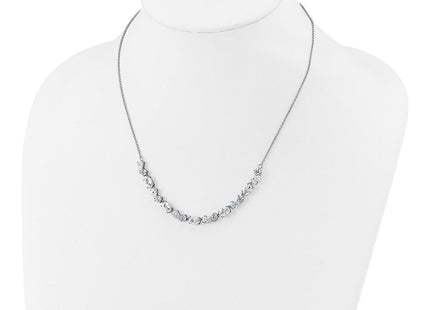 Cheryl M Sterling Silver Rhodium-plated Polished Fancy CZ Necklace (Style QCM1820-18)