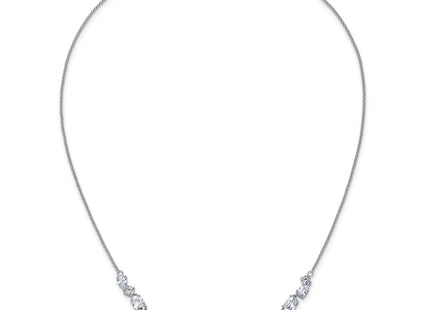 Cheryl M Sterling Silver Rhodium-plated Polished Fancy CZ Necklace (Style QCM1820-18)