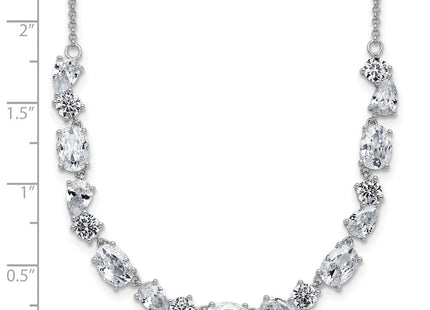 Cheryl M Sterling Silver Rhodium-plated Polished Fancy CZ Necklace (Style QCM1820-18)