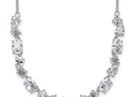 Cheryl M Sterling Silver Rhodium-plated Polished Fancy CZ Necklace (Style QCM1820-18)
