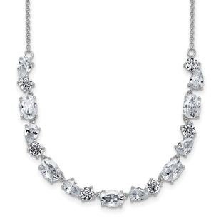 Cheryl M Sterling Silver Rhodium-plated Polished Fancy CZ Necklace (Style QCM1820-18)