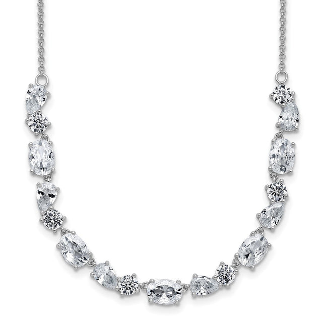 Cheryl M Sterling Silver Rhodium-plated Polished Fancy CZ Necklace, 18 x 5.1mm