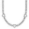 Cheryl M Sterling Silver Rhodium-plated Polished CZ Hearts Necklace