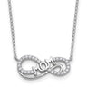 Cheryl M Sterling Silver Rhodium-plated Polished CZ Mom Infinity Necklace