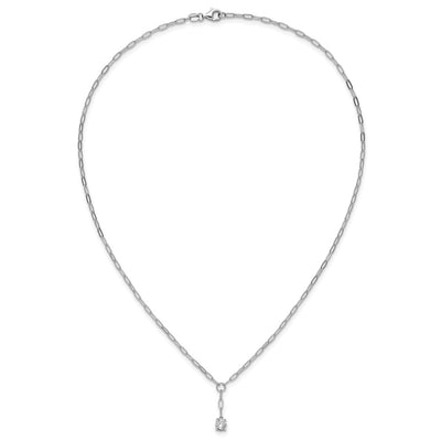 Cheryl M Sterling Silver Rhodium-plated Polished CZ Paperclip Link Lariat Necklace