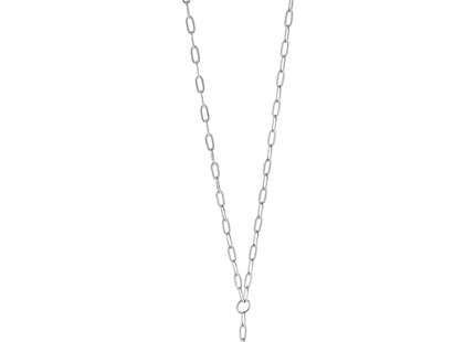 Cheryl M Sterling Silver Rhodium-plated Polished CZ Paperclip Link Lariat Necklace