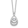 Cheryl M Sterling Silver Rhodium-plated Polished Vibrant CZ Teardrop Necklace