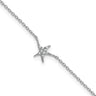 Cheryl M Sterling Silver Rhodium-plated Polished CZ Starfish 9. with Extension Anklet