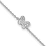 Cheryl M Sterling Silver Rhodium-plated Polished CZ Butterfly 9. with Extension Anklet