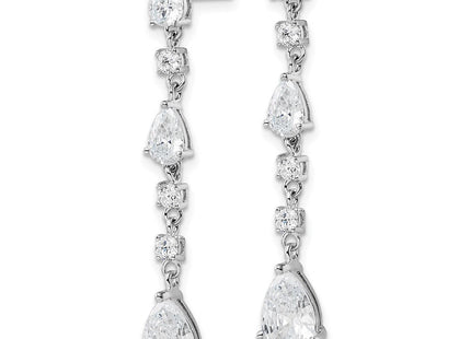 Cheryl M Sterling Silver Rhodium-plated Polished Fancy CZ Teardrop Post Dangle Earrings (Style QCM1862)