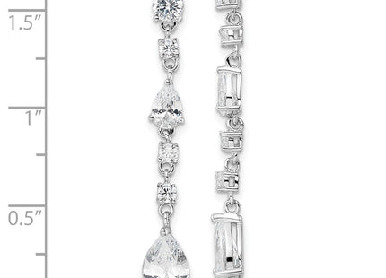 Cheryl M Sterling Silver Rhodium-plated Polished Fancy CZ Teardrop Post Dangle Earrings (Style QCM1862)