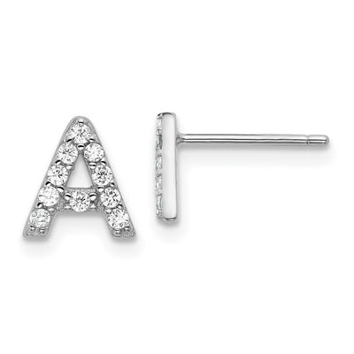Sterling silver cubic zirconia initial earrings