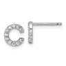Cheryl M Sterling Silver Rhodium-plated Polished Letter C CZ Initial Post Earrings