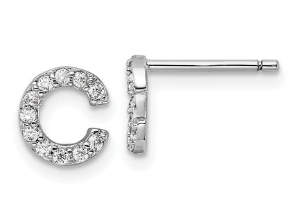 Cheryl M Sterling Silver Rhodium-plated Polished CZ Initial Post Earrings