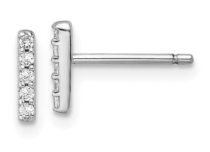 Cheryl M Sterling Silver Rhodium-plated Polished CZ Initial Post Earrings