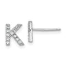 Cheryl M Sterling Silver Rhodium-plated Polished Letter K CZ Initial Post Earrings