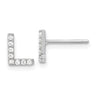 Cheryl M Sterling Silver Rhodium-plated Polished Letter L CZ Initial Post Earrings