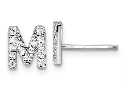 Cheryl M Sterling Silver Rhodium-plated Polished CZ Initial Post Earrings