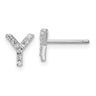 Cheryl M Sterling Silver Rhodium-plated Polished Letter Y CZ Initial Post Earrings