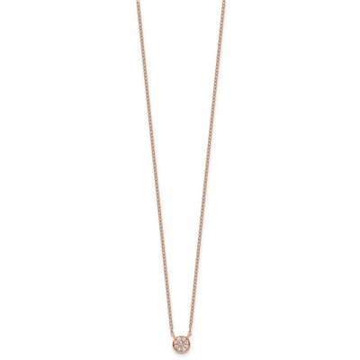 Cheryl M Sterling Silver Rose Gold-plated Polished CZ Cluster Circle with Extension Necklace
