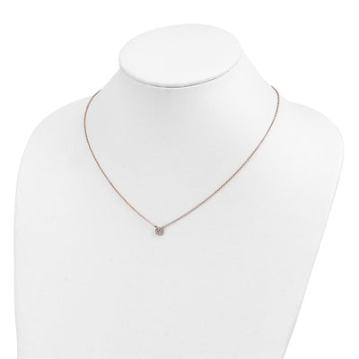 Cheryl M Sterling Silver Rose Gold-plated Polished CZ Cluster Circle with Extension Necklace