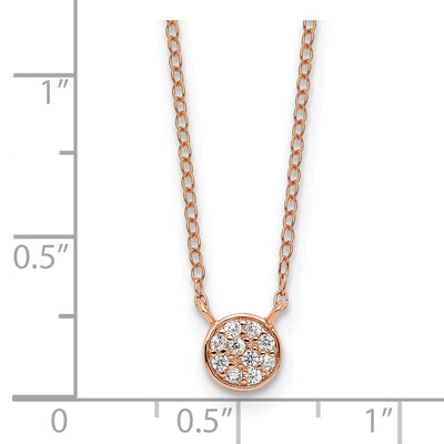 Cheryl M Sterling Silver Rose Gold-plated Polished CZ Cluster Circle with Extension Necklace