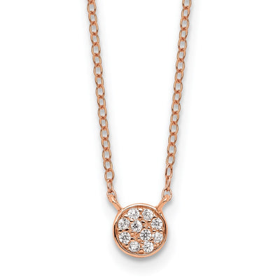 Cheryl M Sterling Silver Rose Gold-plated Polished CZ Cluster Circle with Extension Necklace