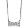 Cheryl M Sterling Silver Rhodium-plated Polished CZ Bow with Extension Necklace