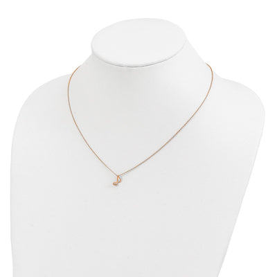 Cheryl M Sterling Silver Rose Gold-plated Polished CZ Music Note with Extension Necklace