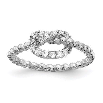 Sterling silver cubic zirconia knot ring