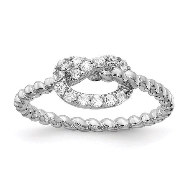 Sterling silver cubic zirconia knot ring
