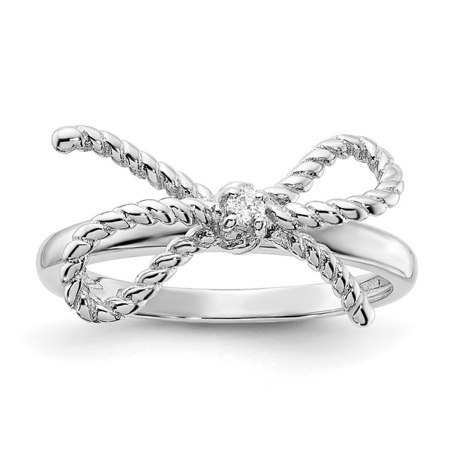 Sterling silver cubic zirconia bow ring