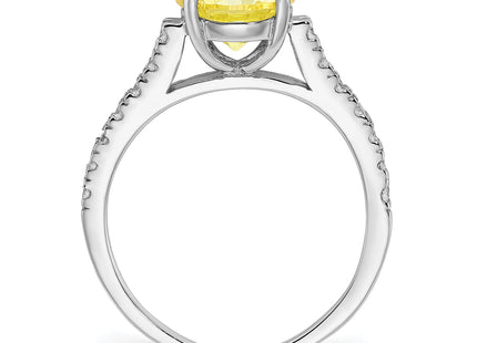 Cheryl M Sterling Silver Rhodium-plated Polished Yellow and White CZ Ring