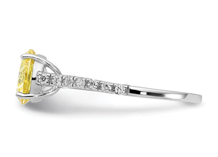 Cheryl M Sterling Silver Rhodium-plated Polished Yellow and White CZ Ring