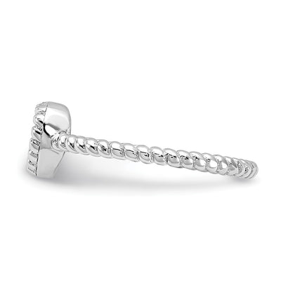 Cheryl M Sterling Silver Rhodium-plated Polished and Twisted CZ Heart Ring