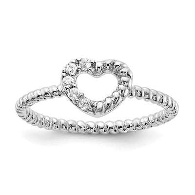 Sterling silver cubic zirconia heart ring