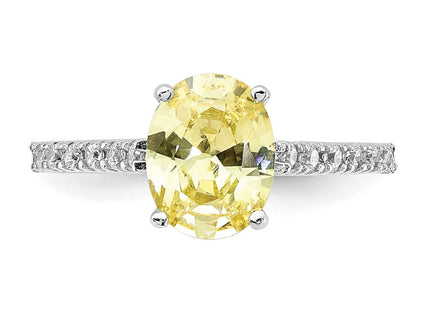 Sterling silver cubic zirconia oval ring, further view
