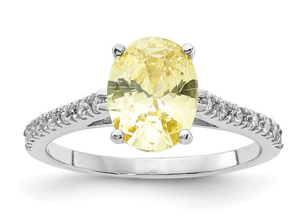 Sterling silver cubic zirconia oval ring