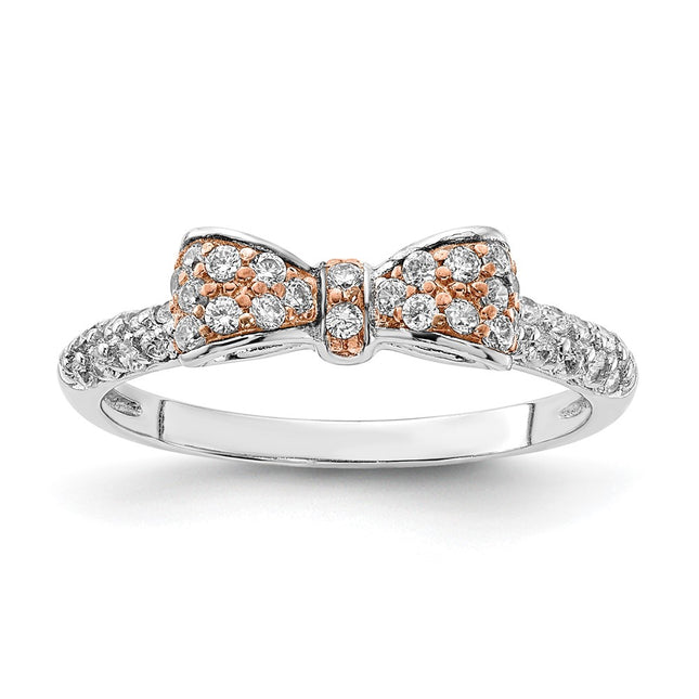 Sterling silver cubic zirconia bow ring