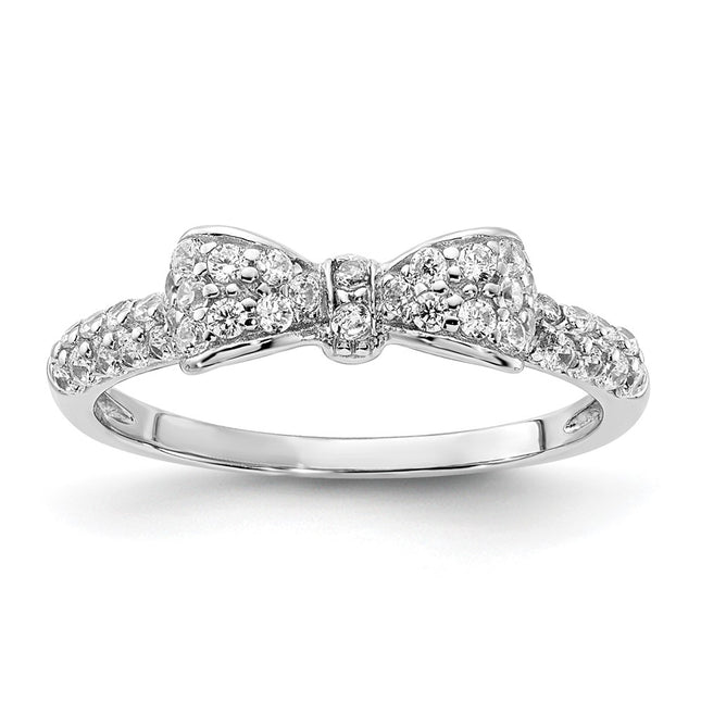 Sterling silver cubic zirconia bow ring