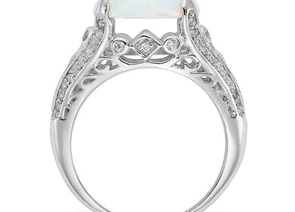 Sterling silver cubic zirconia oval ring, alternate view
