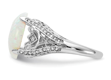 Sterling silver cubic zirconia oval ring, another view