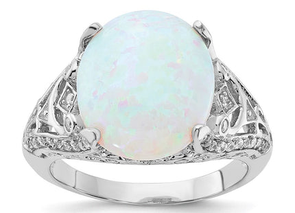 Sterling silver cubic zirconia oval ring