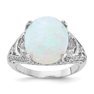 Sterling silver cubic zirconia oval ring