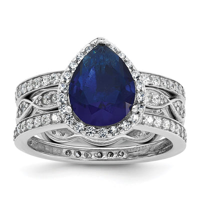 Sterling silver cubic zirconia teardrop ring