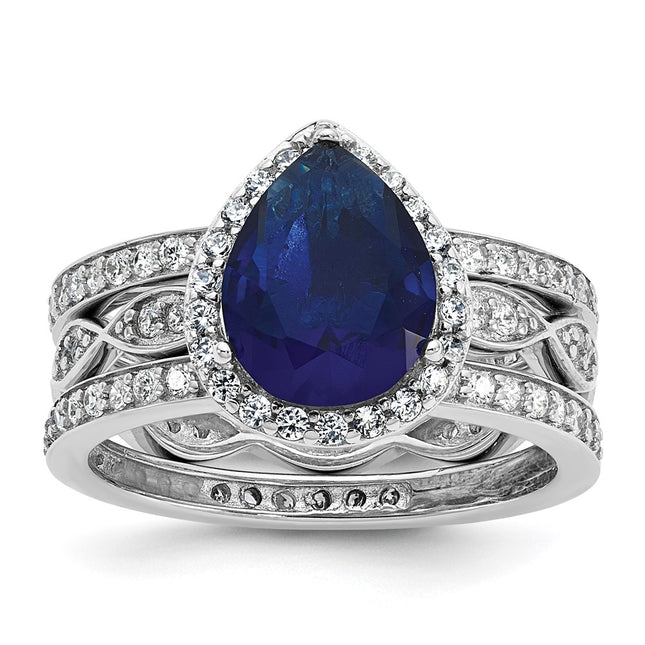 Sterling silver cubic zirconia teardrop ring