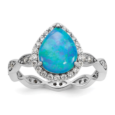Sterling silver cubic zirconia teardrop ring