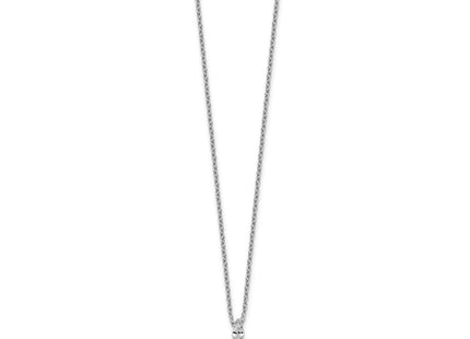 Cheryl M Sterling Silver Rhodium-plated Polished CZ and Green Glass Teardrop Necklace (Style QCM1958-18)