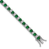 Cheryl M Sterling Silver Rhodium-plated Polished Green Glass and CZ 7. Bracelet