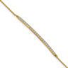 Cheryl M Sterling Silver Gold-plated Polished and Beaded CZ Bar Bracelet